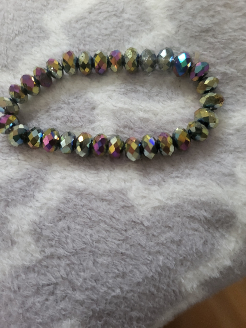 Iridescent Faceted Rondelle Bead Stretch Bracelet - Multicolor